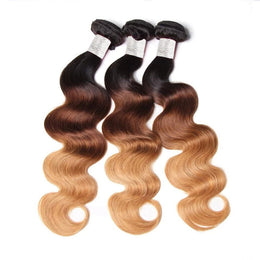 12A Body Wave Hair Ombre 1B/4/27 3Bundles With Free Part Closure ...