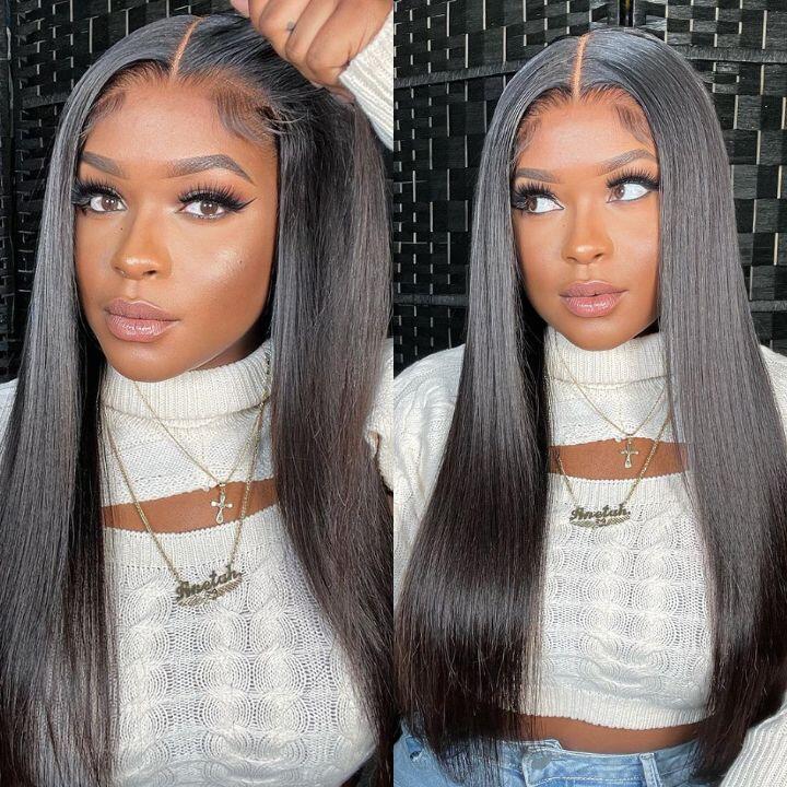Upgrade Pre Cut 6X5 Lace Glueless Straight HD Lace Wear Go Closure Wig ...