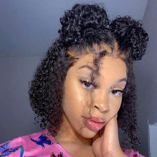 Flash Sale 12inch Glueless Curly Invisible 13X4 Lace Frontal Bob Wig