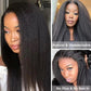 210% Density Thin V Part Wigs Glueless Kinky Straight Human Hair V Part Wig No Leave Out