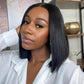 Megalook Short Cut Thin V Part Wig Straight Bob Human Hair Wigs Without Leave Out Ship From USA 2 Day Delivered