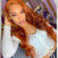 Ginger Orange 13x4 Lace frontal Wigs Ginger Human Hair Wigs 16-32inch 180% Density