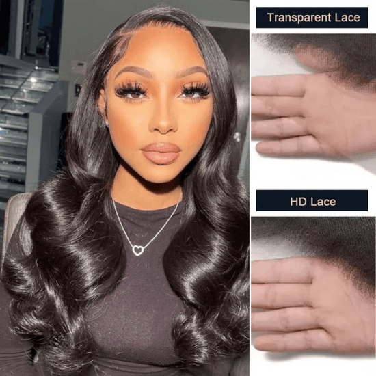 HD Lace 5x5 Lace Frontal Straight Wigs Body Wave Pre Plucked 180% Density Natual Black Wigs