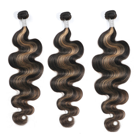 Highlight Balayage Colored 3/4Bundles With 13x4 Lace Frontal Closure Virgin Human Hair Body Wave