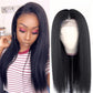 Yaki Straight Human Hair Wigs 4x4 Lace Closure Wigs Natural Hairline Preplucked With Baby Hair