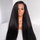 Yaki Straight 13X6 Lace Front Wig Transparent Human Wig For Women Black