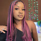Megalook Transparent 5x5 13x4 13x6 Lace Front Wig Black Hair With Purple Highlights Straight/Body Wave Human Hair Wigs